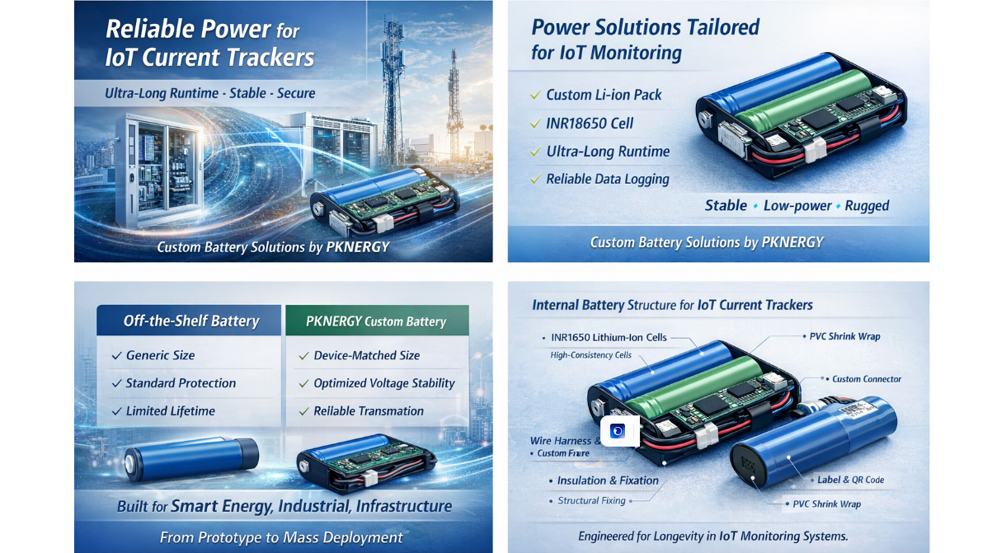 IoT Current Tracker Battery Pack (INR18650 3.7V) — Long-Life Custom Power Solution