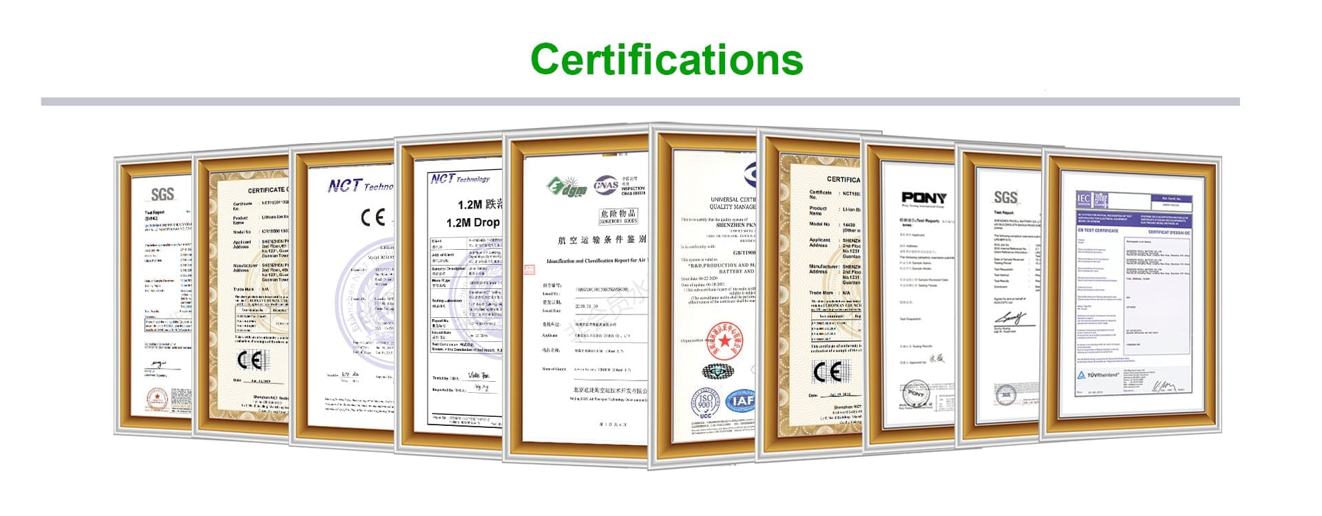 Certificações de bateria PKNERGY Solar LiFePO4